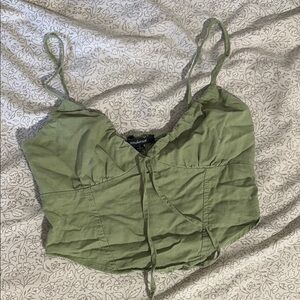 Green Ruched Tie Front